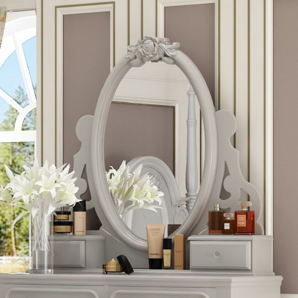 Gray Flora Mirror W/Jewlery Bd02206 By Acme | Mobilia Cleopatra 3 Gray Mirror With Jewlery