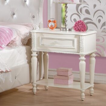 Ivory Nightstand With 1 Drawer