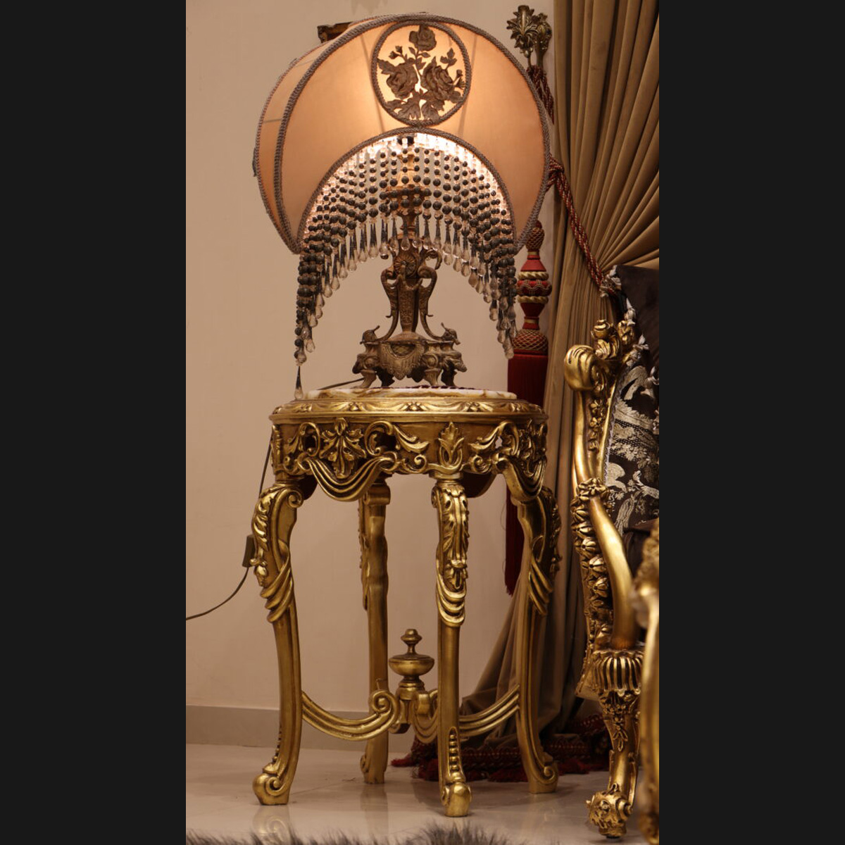 Handmade Norco Brown Gold End Table | Mobilia Cleopatra 3 Handmade Norco Brown Gold End Table - Image 1