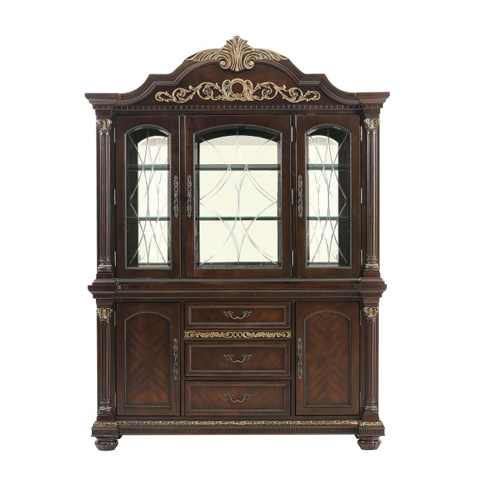 Cherry Finish With Gold Tipping Russian Hill Collection Hutch By Homelegance | Mobilia Cleopatra 3 Russian-Hill-Collection