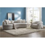 Gray Boucle Living Room Set
