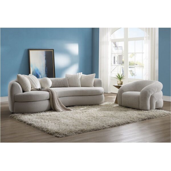 Gray Boucle Living Room Set