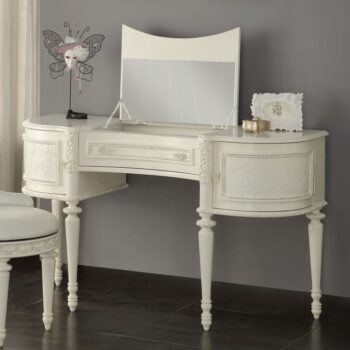 Ivory Vanity Desk & Mirror