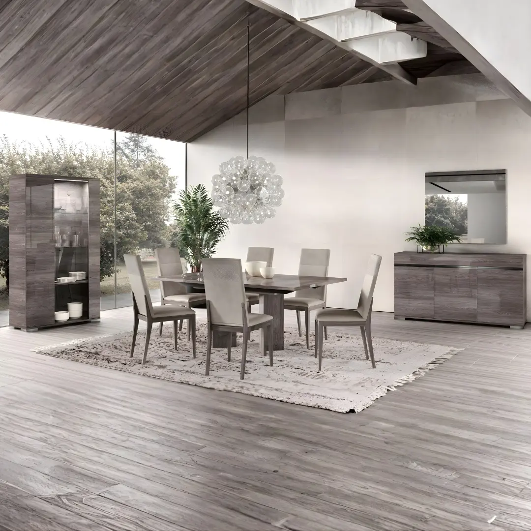 High Gloss Lacquer Viola Dining Room Set By Esf Furniture | Mobilia Cleopatra 3 High Gloss Lacquer Viola Dining Room Set