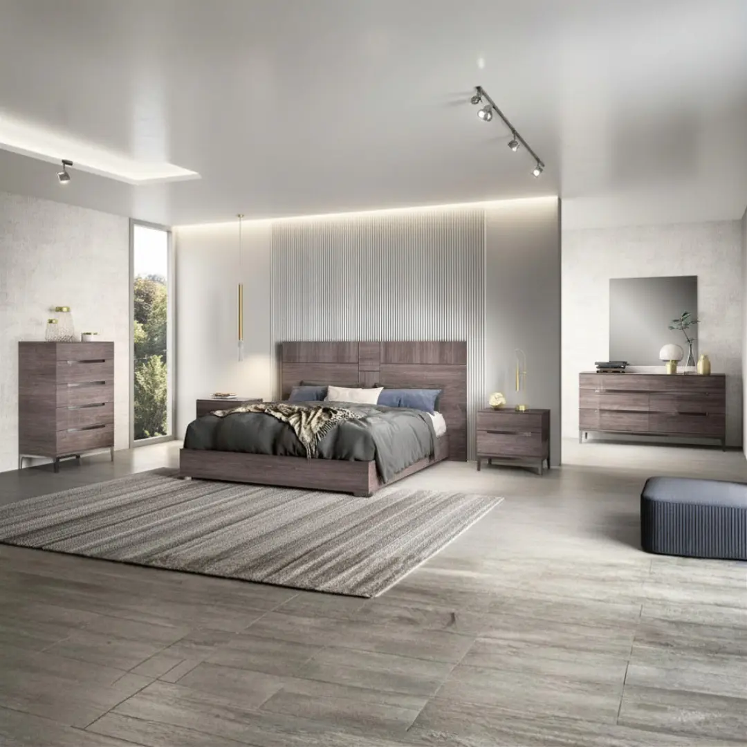 High Gloss Lacquer Viola Bedroom Set By Esf Furniture | Mobilia Cleopatra 3 High Gloss Lacquer Viola Bedroom Set