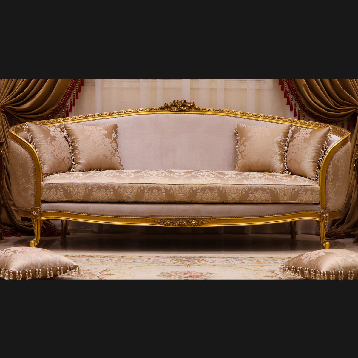 Handmade Eco Gold Sofa | Mobilia Cleopatra 3 Handmade Eco Gold Sofa - Image 1