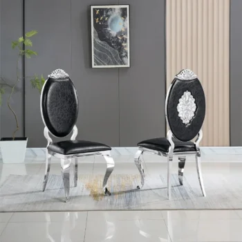 DC3000 Two Stainless Steel and Leather Dining Chairs by Artisan Furniture