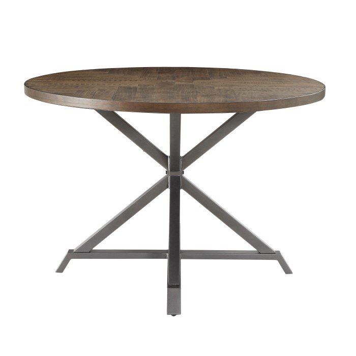 Burnished Brown Finish And Gray Metal Finish Fideo Collection Dining Table By Homelegance | Mobilia Cleopatra 3 Fideo-Collection
