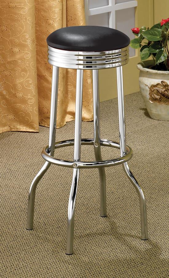 Theodore Upholstered Top Bar Stools Black And Chrome (Set Of 2) 2408 By Coaster Furniture | Mobilia Cleopatra 3 Theodore Upholstered Top Bar Stools Black and Chrome (Set of 2) 2408 By Coaster Furniture - Image 1