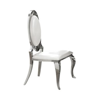 Antoine Oval Back Side Chairs Cream and Chrome Set of 2 by Coaster Furniture