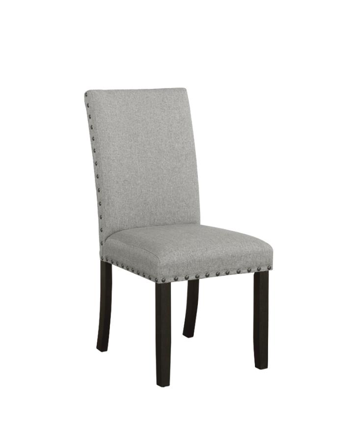Solid Back Upholstered Side Chairs Grey And Antique Noir Set Of 2 By Coaster Furniture | Mobilia Cleopatra 3 Solid Back Upholstered Side Chairs Grey and Antique Noir Set of 2 by Coaster Furniture - Image 1