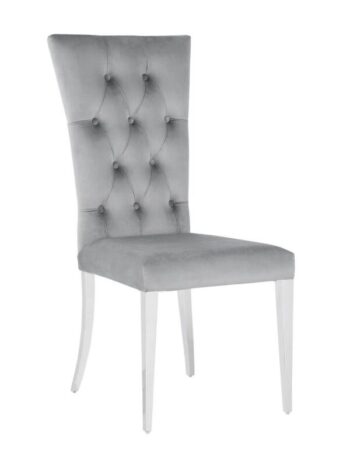 Kerwin Tufted Upholstered Side Chair Set of 2 Grey and Chrome by Coaster Furniture