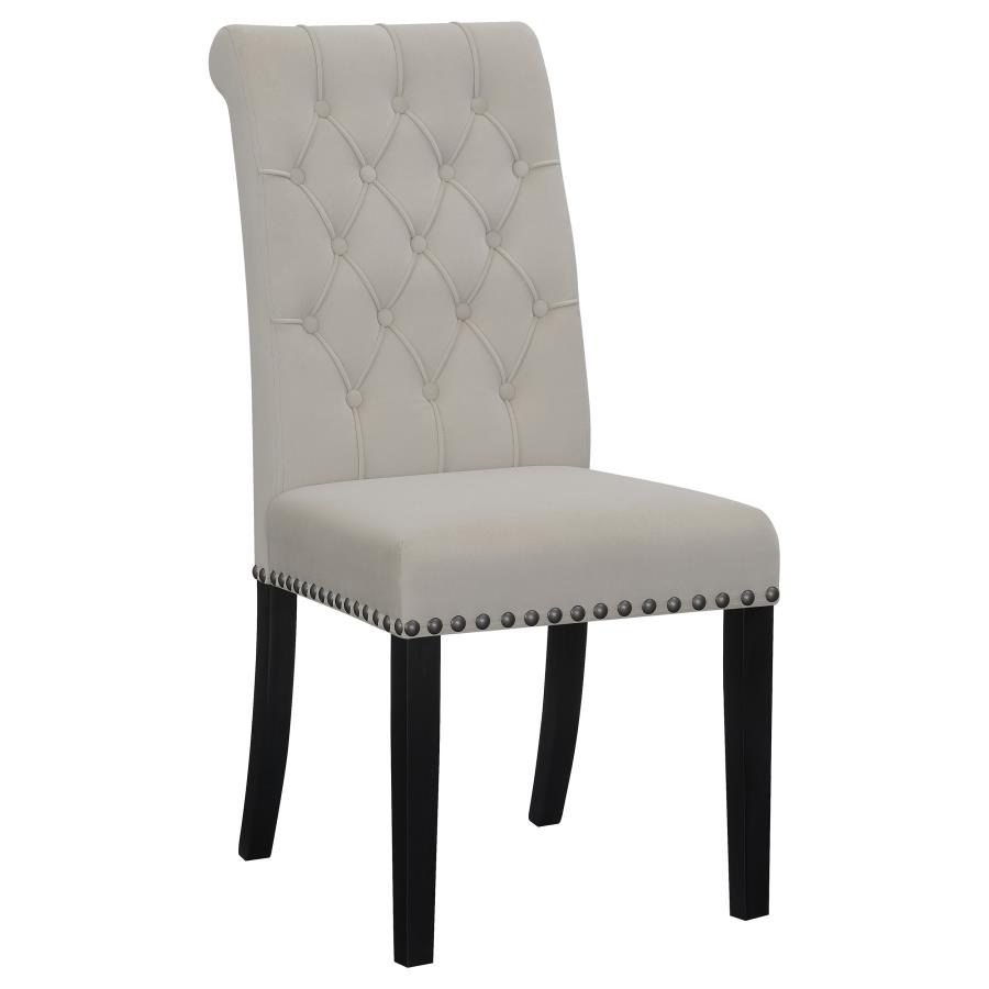 Upholstered Tufted Sand Side Chairs With Nailhead Trim Set Of 2 By Coaster Furniture | Mobilia Cleopatra 3 Upholstered Tufted Sand Side Chairs with Nailhead Trim Set of 2 by Coaster Furniture - Image 1