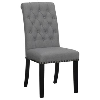 Upholstered Tufted Grey Side Chairs with Nailhead Trim Set of 2 by Coaster Furniture