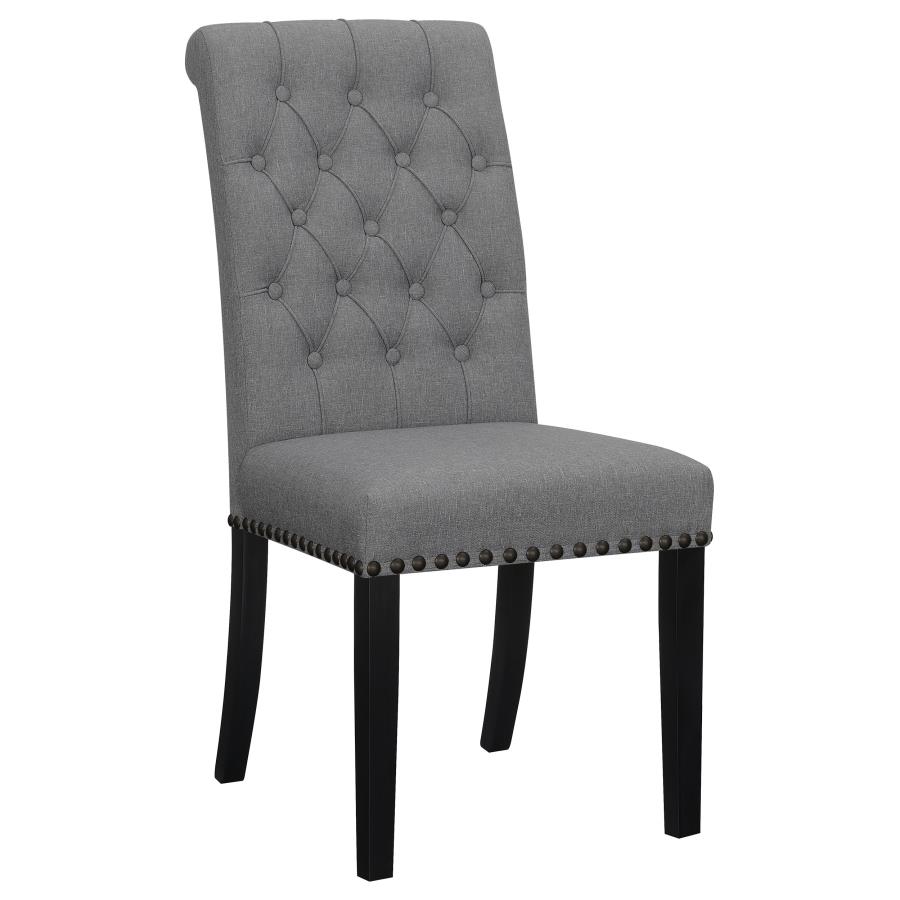 Upholstered Tufted Grey Side Chairs With Nailhead Trim Set Of 2 By Coaster Furniture | Mobilia Cleopatra 3 Upholstered Tufted Grey Side Chairs with Nailhead Trim Set of 2 by Coaster Furniture - Image 1