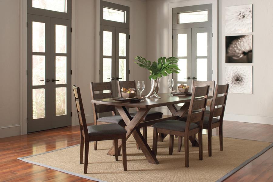 Alston Ladder Back Dining Side Chairs Knotty Nutmeg and Grey Set of 2 by Coaster Furniture