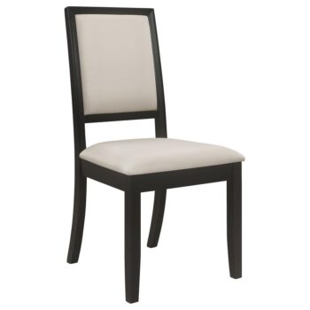 Louise Upholstered Dining Side Chairs Black and Cream Set of 2 by Coaster Furniture