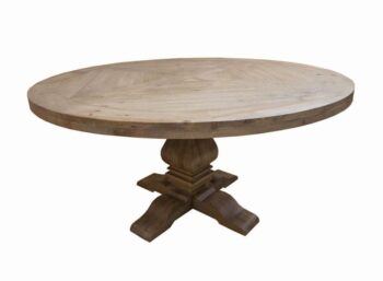 Florence Round Pedestal Dining Table Rustic Smoke by Coaster Furniture