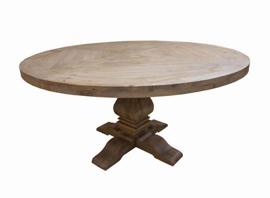 Florence Round Pedestal Dining Table Rustic Smoke By Coaster Furniture | Mobilia Cleopatra 3 Florence Round Pedestal Dining Table Rustic Smoke by Coaster Furniture - Image 1