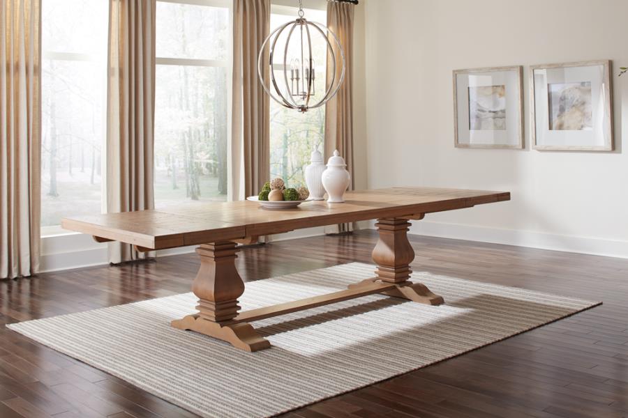 Florence Double Pedestal Dining Table Rustic Smoke By Coaster Furniture | Mobilia Cleopatra 3 Florence Double Pedestal Dining Table Rustic Smoke by Coaster Furniture - Image 1