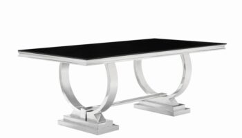 Antoine Rectangular Dining Table Chrome and Black by Coaster Furniture