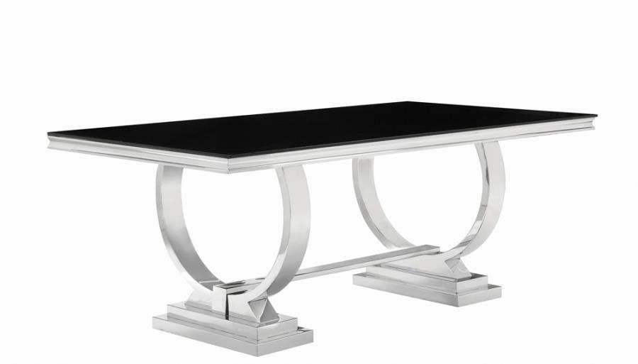 Antoine Rectangular Dining Table Chrome And Black By Coaster Furniture | Mobilia Cleopatra 3 Antoine Rectangular Dining Table Chrome and Black by Coaster Furniture - Image 1