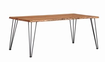 Sherman Rectangular Dining Table Natural Acacia and Matte Black by Coaster Furniture
