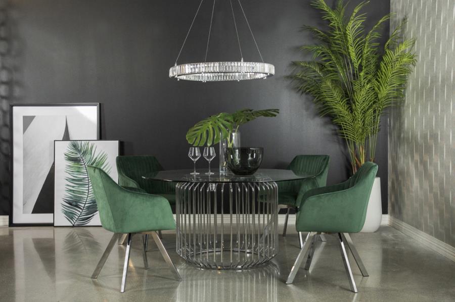 Veena Round Dining Table Base Chrome By Coaster Furniture | Mobilia Cleopatra 3 Veena Round Dining Table Base Chrome by Coaster Furniture - Image 1