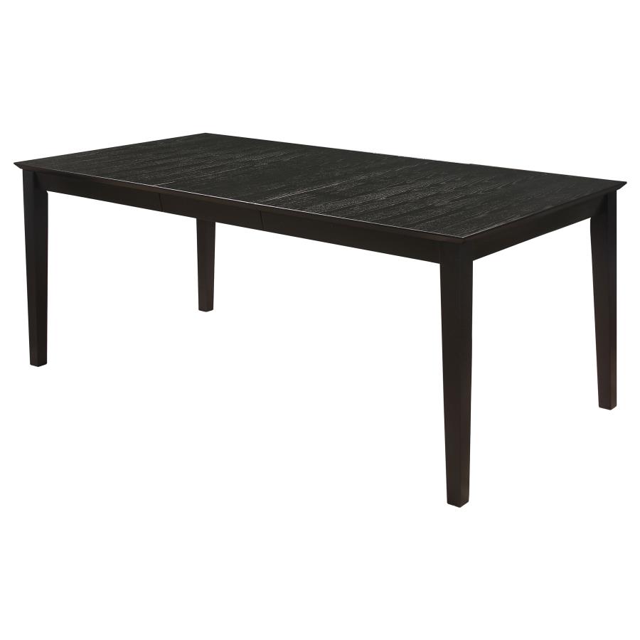 Louise Rectangular Dining Table With Extension Leaf Black By Coaster Furniture | Mobilia Cleopatra 3 Louise Rectangular Dining Table with Extension Leaf Black by Coaster Furniture - Image 1