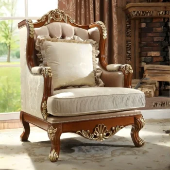 Brown & Gold Victorian Accent Chair HD-821 By Homey Design