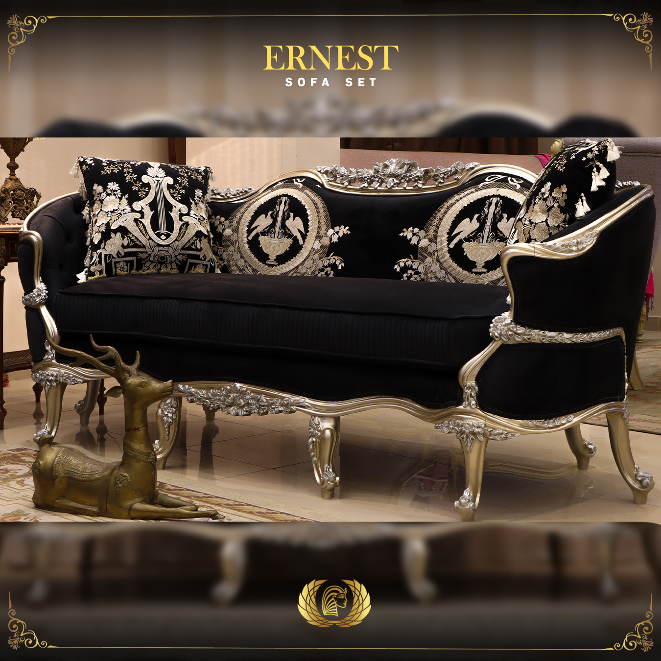 Handmade Ernest Black Silver Loveseat | Mobilia Cleopatra 3 Ernest-loveseat.