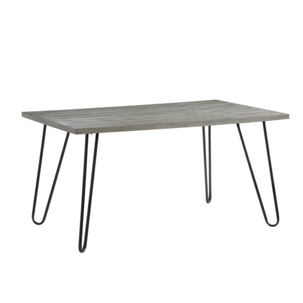 Light gray wood and black metal Keene Collection Dining Table By Homelegance - Image 2