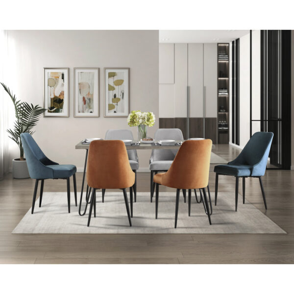 Light gray wood and black metal Keene Collection Dining Table By Homelegance - Image 4