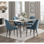 Light gray wood and black metal Keene Collection Dining Table By Homelegance - Image 5