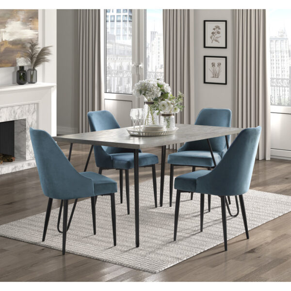 Light gray wood and black metal Keene Collection Dining Table By Homelegance - Image 5