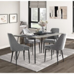 Light gray wood and black metal Keene Collection Dining Table By Homelegance - Image 6