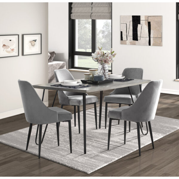 Light gray wood and black metal Keene Collection Dining Table By Homelegance - Image 6