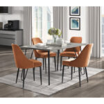 Light gray wood and black metal Keene Collection Dining Table By Homelegance - Image 7