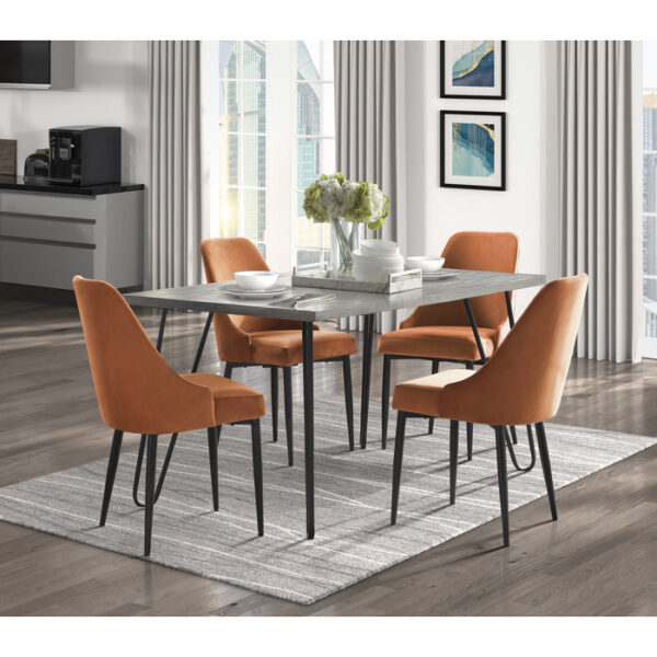 Light gray wood and black metal Keene Collection Dining Table By Homelegance - Image 7