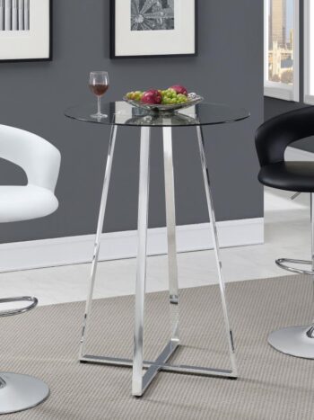 Zanella Glass Top Bar Table Chrome 100026 By Coaster Furniture