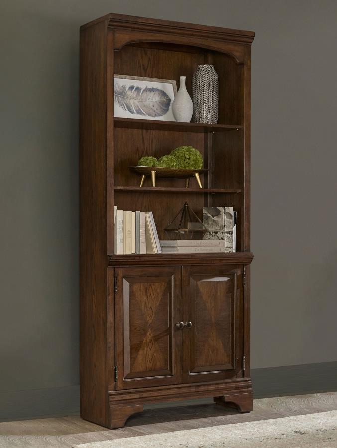 Hartshill Bookcase With Cabinet Burnished Oak 881286 By Coaster Furniture | Mobilia Cleopatra 3 Hartshill Bookcase with Cabinet Burnished Oak 881286 By Coaster Furniture - Image 1