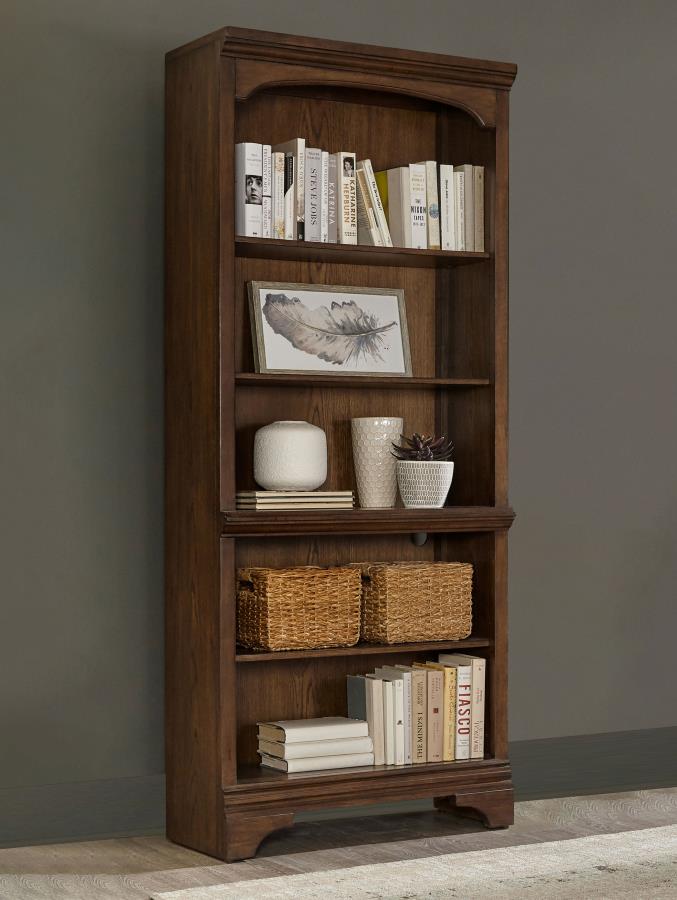 Hartshill 5-Shelf Bookcase Burnished Oak 881285 By Coaster Furniture | Mobilia Cleopatra 3 Hartshill 5-shelf Bookcase Burnished Oak 881285 By Coaster Furniture - Image 1