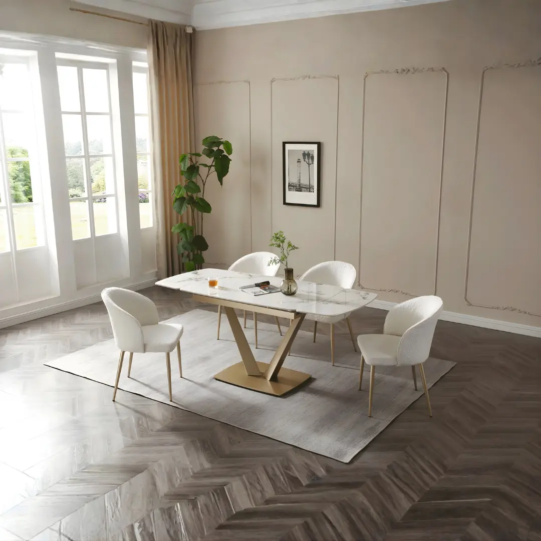 109 Table Golden With 2107 Chairs By Esf Furniture | Mobilia Cleopatra 3 109 Golden Dining Table