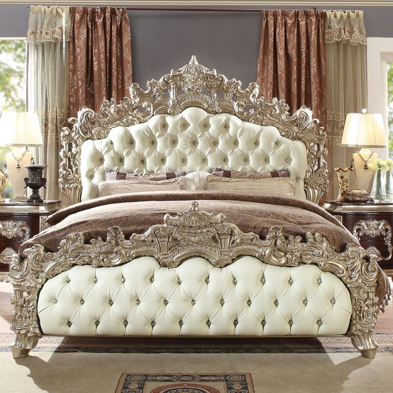 Metallic Silver Finish California King Bed Hd-8017 By Homey Design | Mobilia Cleopatra 3 Metallic Silver Finish California King Bed HD-8017 By Homey Design - Image 1