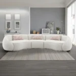 Sahara Beige Boucle Sectional Sofa With 3 Pillows By ACME