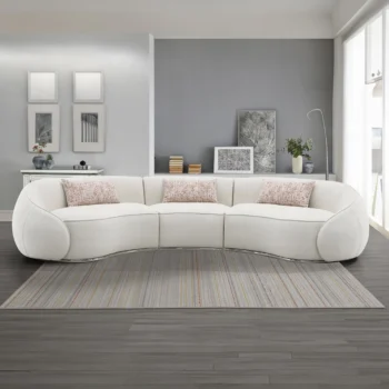 Sahara Beige Boucle Sectional Sofa With 3 Pillows By ACME