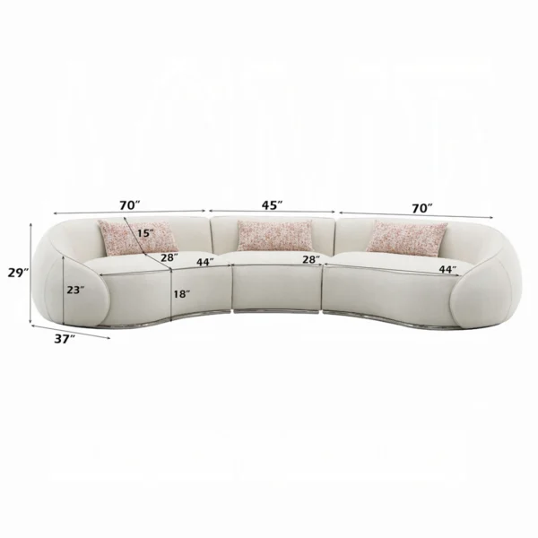 Sahara Beige Boucle Sectional Sofa With 3 Pillows By ACME - Image 11