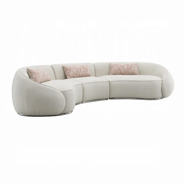 Sahara Beige Boucle Sectional Sofa With 3 Pillows By ACME - Image 3