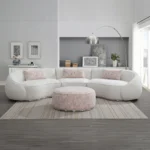 Sahara Beige Boucle Sectional Sofa With 3 Pillows By ACME - Image 2