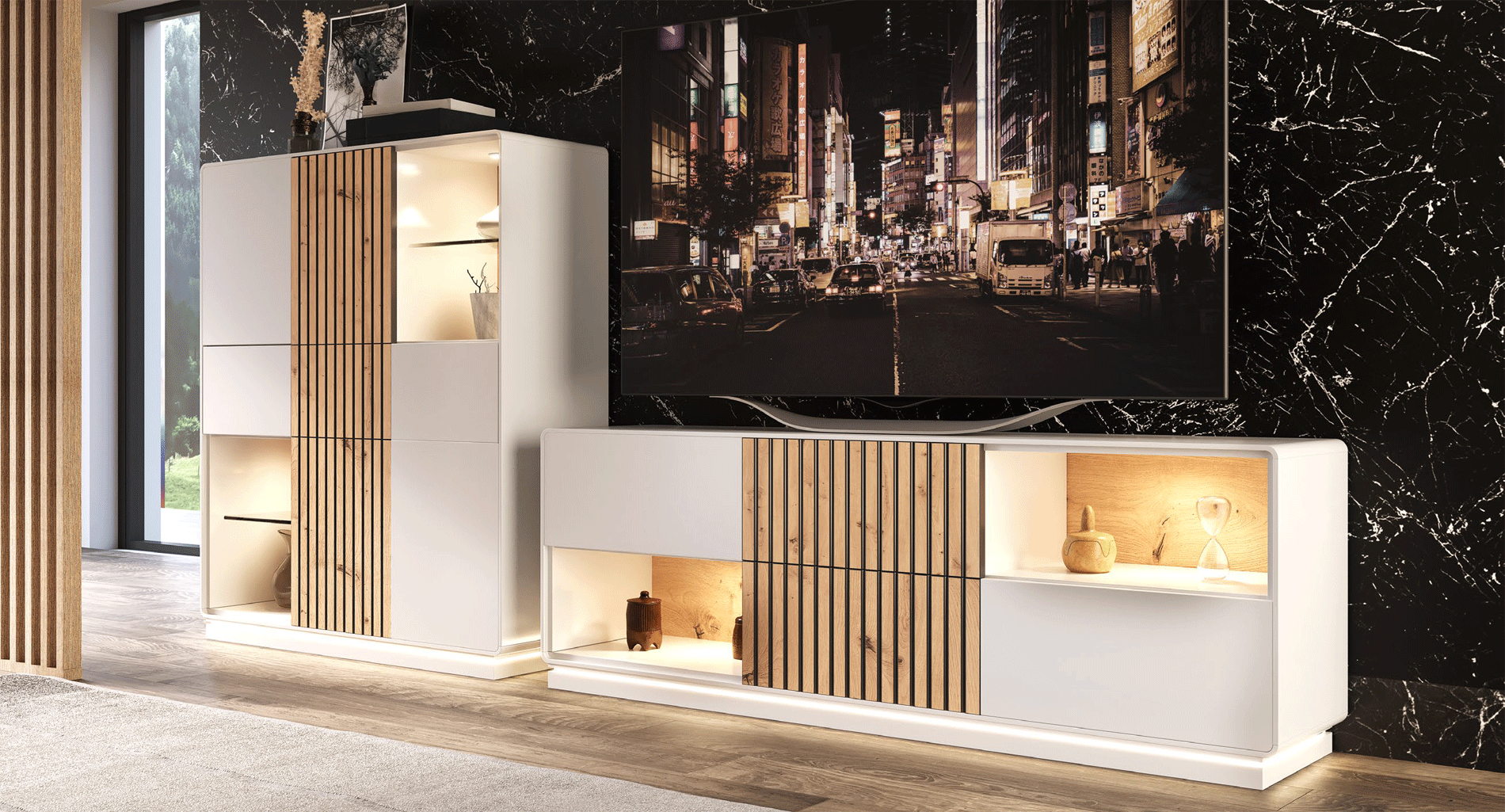 Blanco Mate Natura 03 Vitrine P13551 By Esf Furniture | Mobilia Cleopatra 3 Vitrine